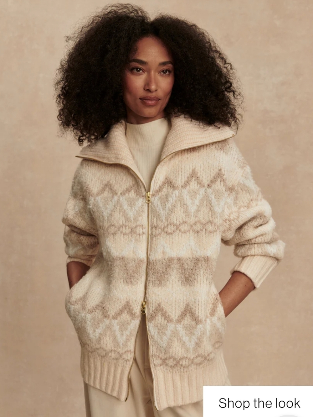 Varley Brooke Fairisle Knit Jacket - Ivory Mountain Fairisle